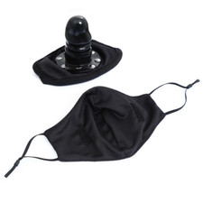 BDSM Open Mouth Gag with Silicone Remove Plug Bondage Face Mask Slave Oral Mask