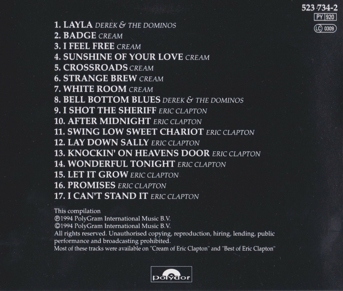 Cream サイン入りCD Eric Clapton Eric Clapton signed The Cream of Clapton vinyl album