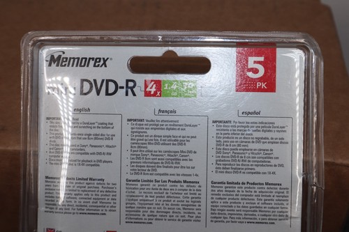 Memorex Mini DVD-R 5 Pack Disc Recordable 30 Minute 1.4 GB - Picture 7 of 12