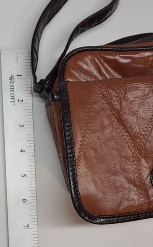 Vintage Rustic Camera Bag Genuine Leather 8x6x3 Brown With Strap & 3 Compartment - Picture 3 of 10