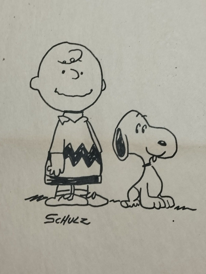 CHARLES M SCHULZ Drawing "handmade" old paper signed and sealed. | eBay