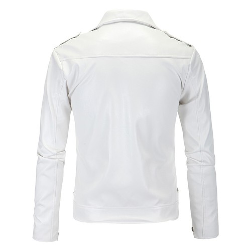 Soft Lambskin White Leather jacket for Men Leather Biker Jacket Gift for Mens - Picture 2 of 7
