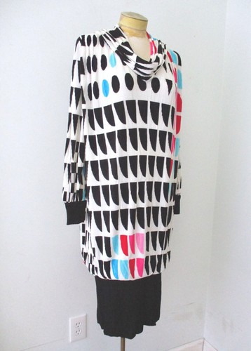 Vestido de Colección Años 80 Virginie Paris Geométrico Micro Acordeón Plisado Dobladillo Vendaje L/XL - Imagen 4 de 8