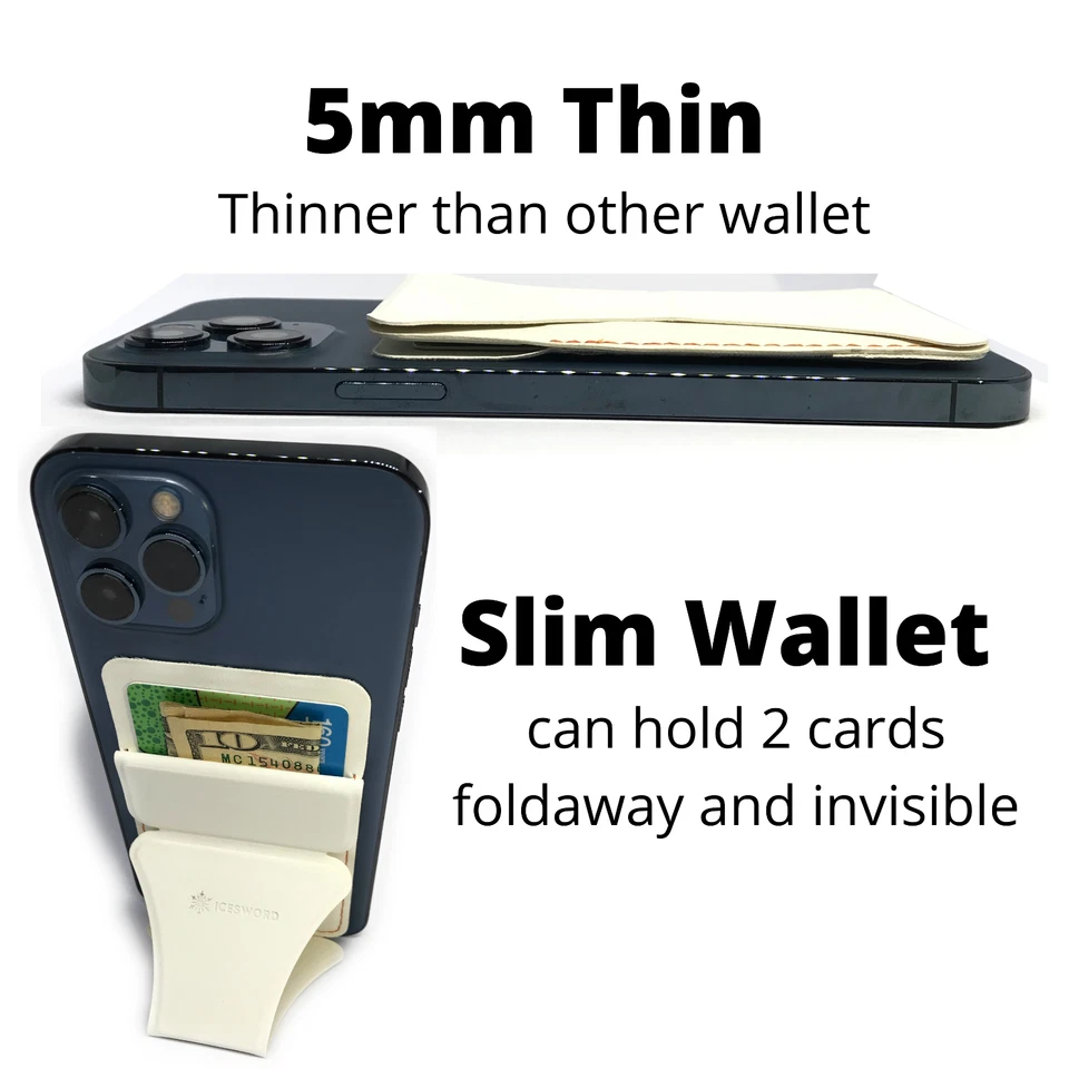 New Self Adhesive 4-in-1 Stick-on Card Wallet, Phone Grip, Phone Stand - White - Image 3 of 4