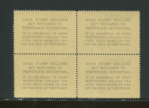 1960 United States Federal Duck Stamp #RW27 Mint Never Hinged F/VF OG Block of 4 - Picture 2 of 2
