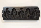 Vintage LODGE 5PP2 Cast Iron Fish Cornbread Muffin Mold Pan