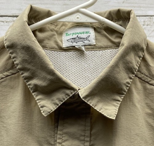 Tarponwear Men’s Short Sleeve Vented Fishing Shirt Size Large Beige Lightweight - Picture 4 of 23