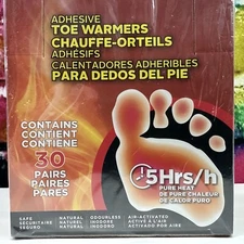 LITTLE HOTTIES Adhesive Toe Foot Warmer 5hr Pure Heat Air Activated 30 Pairs NEW
