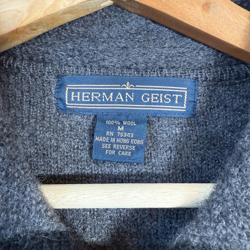 Vintage Herman Geist 100% Wool Full Zip Sweater Jacket Women's Medium Gray - Picture 6 of 11