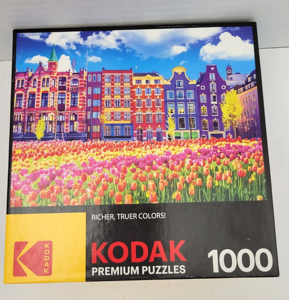 KODAK 1000 Piece Jigsaw Puzzle Traditional Old Buildings & Tulips in Amsterdam
