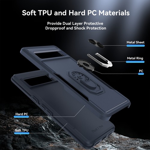 For Google Pixel 7/7 Pro Hybrid Ring Kickstand Case Hard Shockproof Rugged Cover - Photo 33 sur 60
