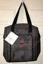 Thirty-One Perfect Pairing Grill & Chill Charcoal Crosshatch WITH WINE GLASSES