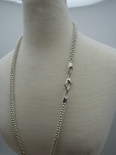 Vintage Signed Roman Silver Tone Necklace Round chain Black Pendant 18" - Picture 5 of 5