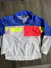 Vintage Black Ice 1990s Neon Color Block Nylon Windbreaker Mens Medium