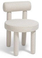 Stuhl Exklusives Design Weiß Stoff Rund Skulptural Komfort Wohnlich