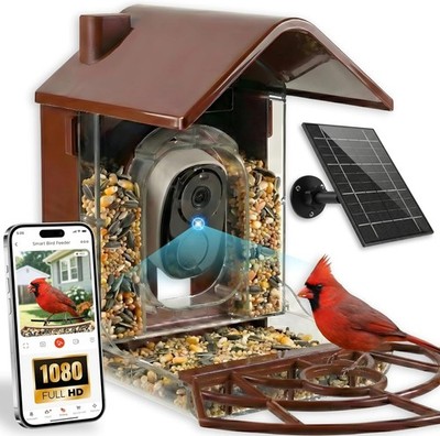 Smart Bird Feeder with Camera Solar Powered - 2K HD Live Video - AI Bird Recogni