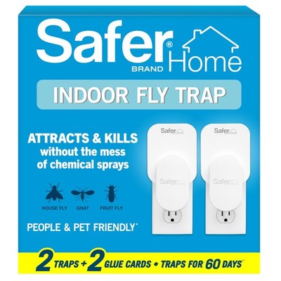 Safer Home Indoor Plug-in Fly Trap - 2 Devices + 2 Glue Cards, White