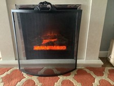 Traditional Black Metal Fire Screen Guard Fireplace Safety Mesh Cover