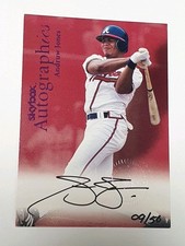 2000 SkyBox Premium Autographics Purple Foil Andruw Jones Auto SP Rare HOF 09/50