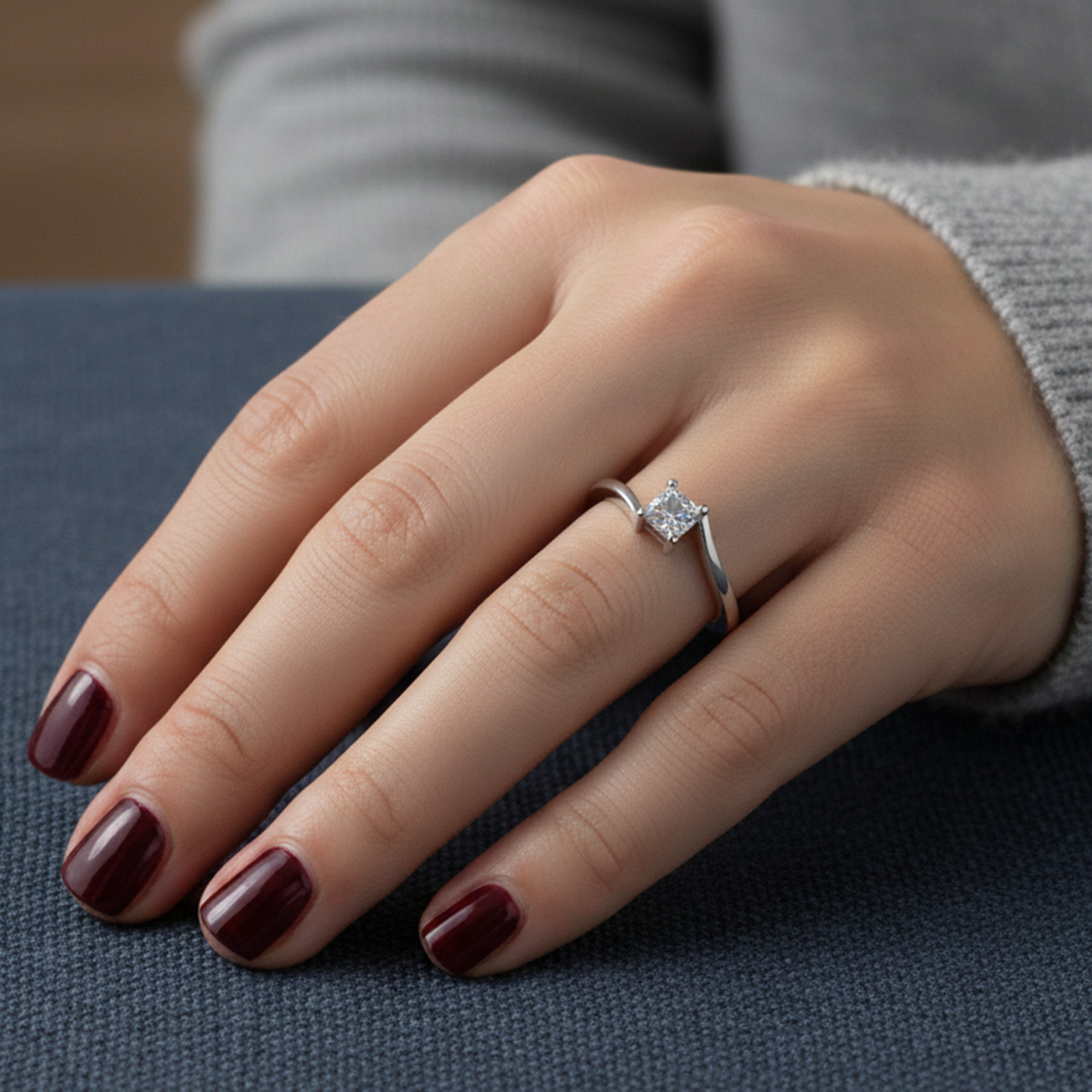 Bague Argent 925 Véritable de haute joillerie avec Zircon de Taille 56