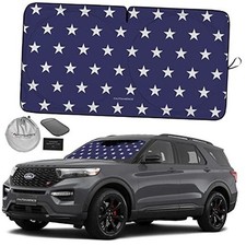 1-Piece Windshield Sun Shade American MEDIUM  61 x 32 inches USA STARS FLAG