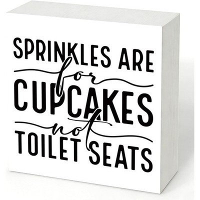 Funny Bathroom Quote Wooden Block Sign Sprinkles Are For Cupcakes Humor Decor