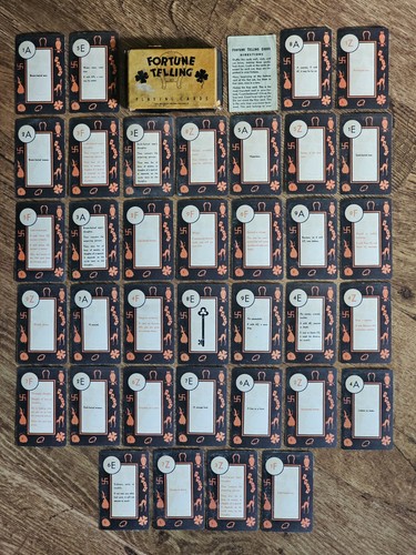 Jenlon Green Witch Fortune Telling Playing Cards 1931 Original Box Instructions - Picture 24 of 24