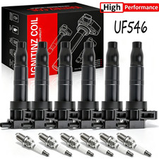 6 Ignition Coil  Iridium Spark Plug Fits For Hyundai Santa Fe Kia Sorento UF546