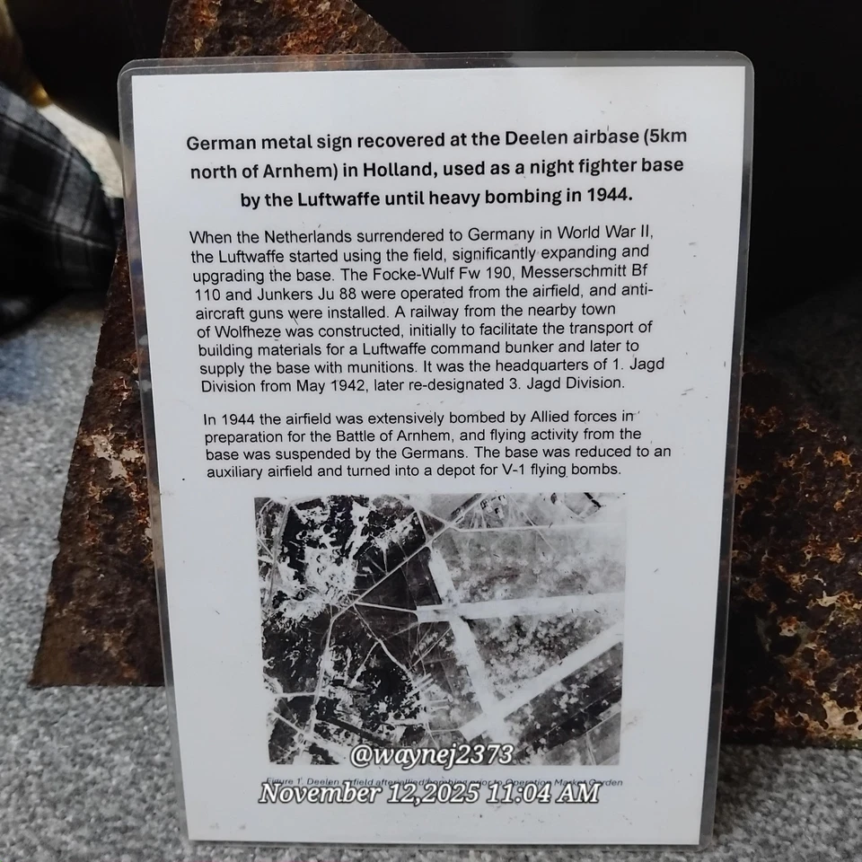 Ww2 German tin rd sign. Arnhem found. - Image 3 of 4