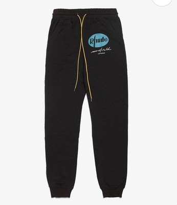 Rhude Maxfield Black Printed Cotton Sweatpants sz Small