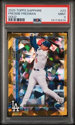 2025 TOPPS CHROME SAPPHIRE GOLD #23 FREDDIE FREEMAN /50 PSA 9 MINT DODGERS