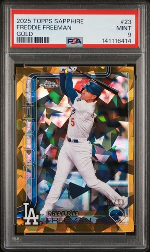 2025 TOPPS CHROME SAPPHIRE GOLD #23 FREDDIE FREEMAN 33/50 PSA 9
