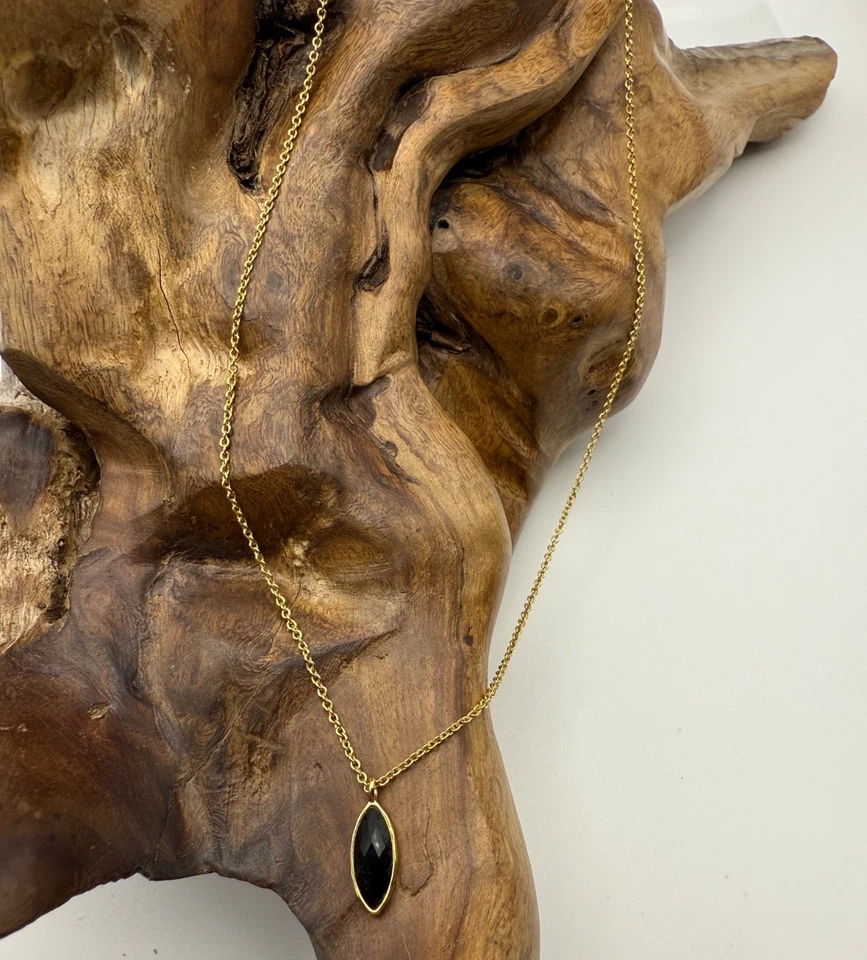 Gorjana черный маркиза подвеска ожерелье 18k золото покрытием регулируемый, слой - Изображение 3 из 4