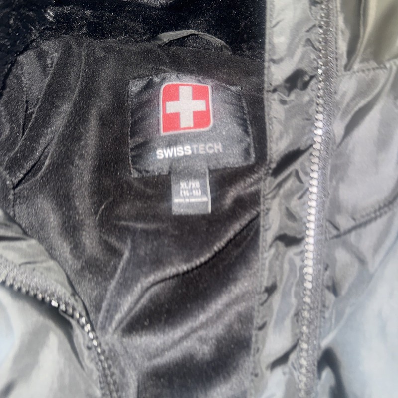 Swiss Tech Winter Parka Jacket. Unisex Kids Youth Sz. X-Large (14-16) Black