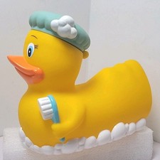 Vintage 2003 LARGE MUNCHKIN Bath Rubber Duck Over Fauset w Soap Dispenser