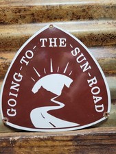 VINTAGE GLACIER NATIONAL PARK PORCELAIN SIGN RARE OLD GOING TO THE SUN MONTANA