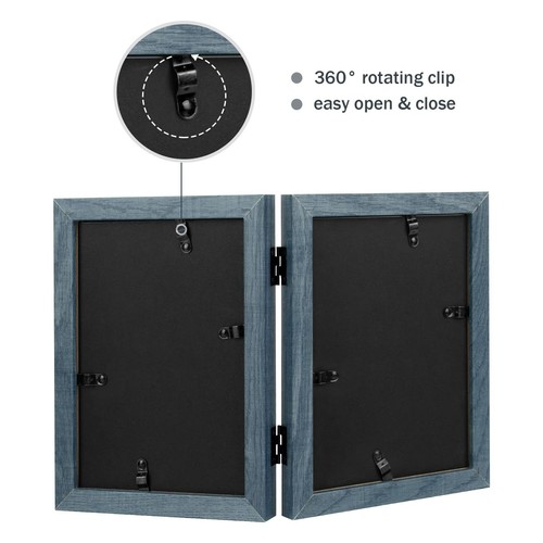 4x6 Double Picture Frame Hinged 2 Photos Frame Collage Desk Picture Frame with G - Picture 6 of 9