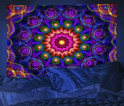 Mandala Wandteppich, Hippie Umhang Boho Poster Wandbehang Wandtapete 150x130cm