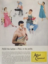 Allied Chemical Picture Magazine Ad Original Vintage Decor Display