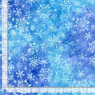 Tonga Crystal Batik Fabric | Snowflake Toss Blue | Timeless Treasures YARD