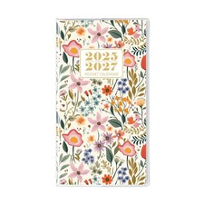 Pocket Calendar 2025-2027, Monthly Purse 2025-2027 Planner, Green Flower