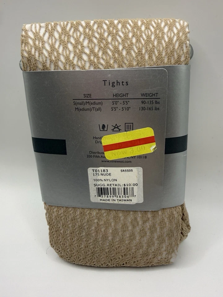 Medias de encaje Nine & Company by Nine West S/M patrón de red desnuda 100 % nailon nuevas con etiquetas Foto 2 de 4