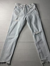 Levi  s Women  s 501 Skinny Jeans Light Blue Distressed Raw Hem Button Fly 28x28
