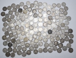 Lot of 153 Pre 1920 British .925 Silver Victoria Threepence Coins 203 grams