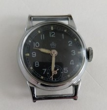 alte Herrenarmbanduhr von THIEL silberfarben mit schwarzem Ziffernblatt