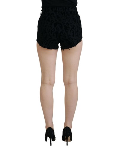 Dolce & Gabbana Velvet Leopard Print Shorts Women Black - Picture 3 of 7
