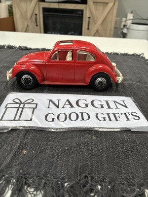 1960s VW Beetle Red Die Cast Car w/ Sunroof Metal Toy Volkswagen Hubley?