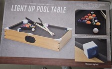 NEW-Wooden Pool Mini Game Light Up Tabletop Billiards 20" Long/2 Players/Ages 6 