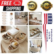 Beautiful Storage Basket Set of 5 - Sturdy Cotton Rope Baskets for Shelves Ar...