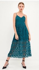 ASTR the Label Endless Rose Women's Lace Cami Midi Dress in Teal Size Medium